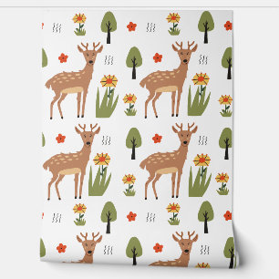 Woodland Forest Animals Pattern Baby Nursery Room  Wallpaper