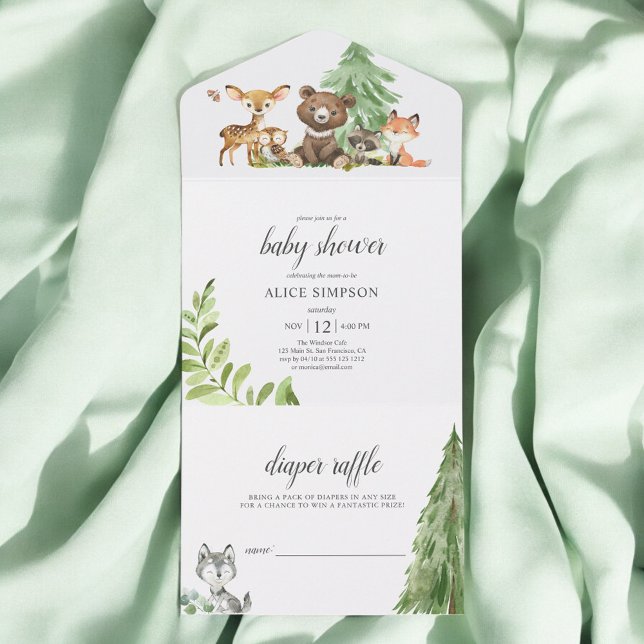 Woodland Forest Animals Rustic Baby Shower All In One Invitation (Creator Uploaded)