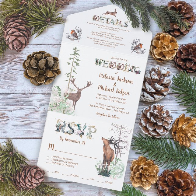 Woodland Forest Animals Wedding All In One Invitation (Creator Uploaded)