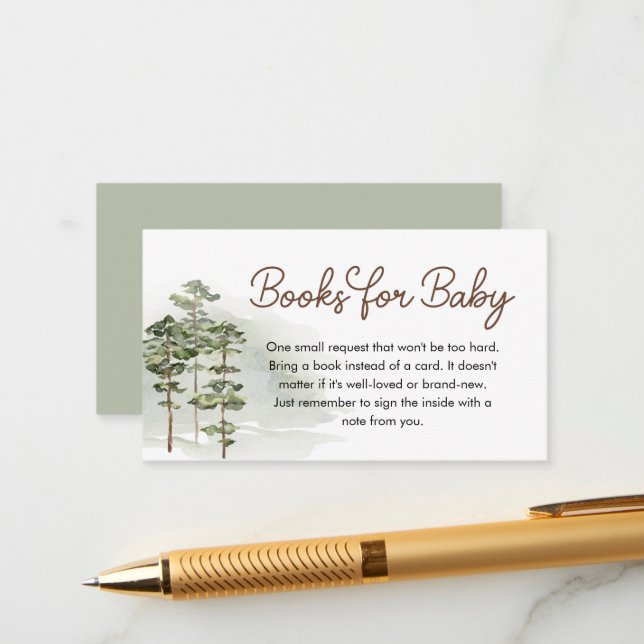 Woodland Forest Baby Shower Books Baby Enclosure Card (Front/Back In Situ)
