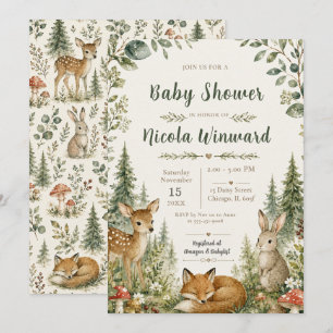 Woodland Forest Baby Shower Invitation
