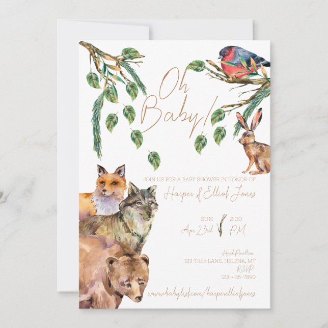 Woodland Forest | Baby Shower Invite | Neutral (Front)
