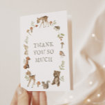 Woodland Forest Baby Shower Thank You Card<br><div class="desc">Thank your dearest friends and loved ones for attending your woodland themed baby shower with this adorable,  watercolor woodland babies Thank You card.</div>