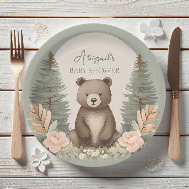 Woodland Forest Bear Paper Plate (Creator Uploaded)