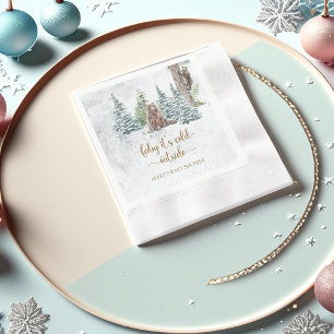 Woodland forest bear winter baby shower napkin