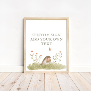 Woodland Forest Bird Baby Shower Custom Text Poster