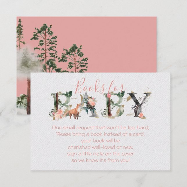 Woodland Forest Books for Baby Shower girl Invitation (Front/Back)
