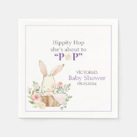 Woodland Forest Bunny Rabbit Purple Floral Napkins