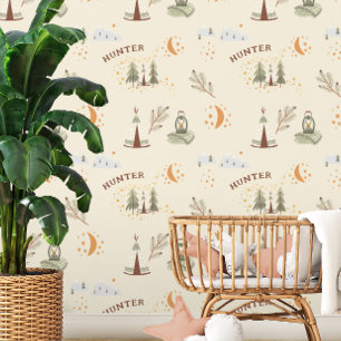 Woodland Forest Camping Custom Name Wallpaper