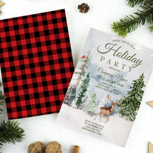 Woodland Forest Corporate Holiday Christmas Party Invitation