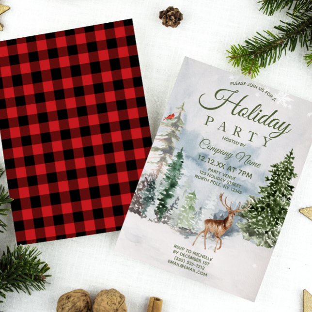 Woodland Forest Corporate Holiday Christmas Party Invitation (Creator Uploaded)