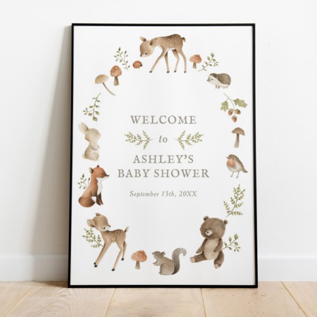 Woodland Forest Creatures Baby Shower Welcome Poster (Creator Uploaded)