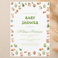 Woodland Forest Creatures Rustic Baby Shower