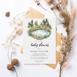 Woodland Forest Cute Animal Baby Shower Invitation