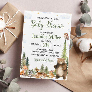 Woodland Forest Cute Animals Baby Shower Invitation