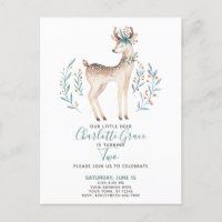 Woodland Forest Deer Baby's Second 2nd Birthday