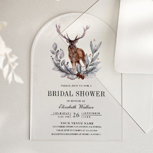 Woodland Forest Deer Bridal Shower Acrylic Invitations