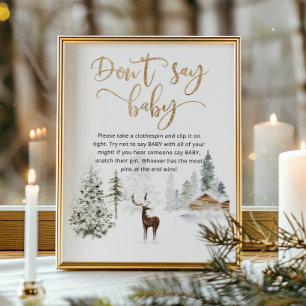 Woodland forest deer Don't say baby Poster