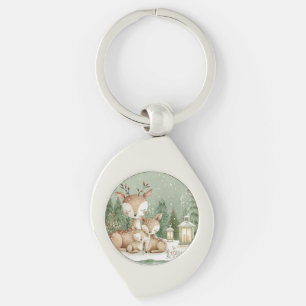 Woodland Forest Deer Family Key Ring