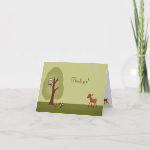 WOODLAND Forest Deer Folded Thank you note Card