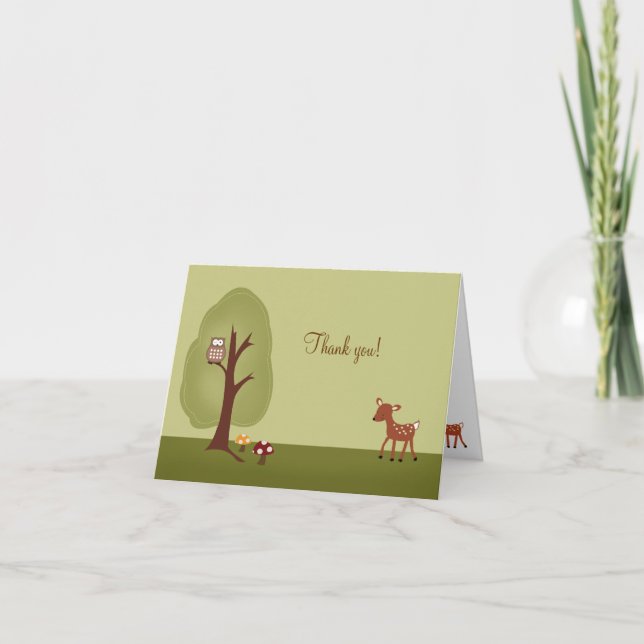 WOODLAND Forest  Deer Folded Thank you note Card (Front)
