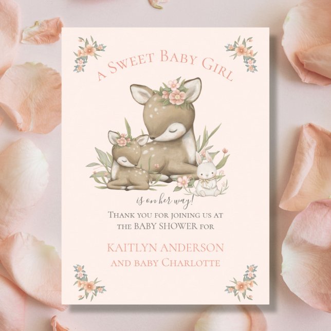 Woodland Forest Deer Mama Baby Girl Shower Welcome Poster (Creator Uploaded)