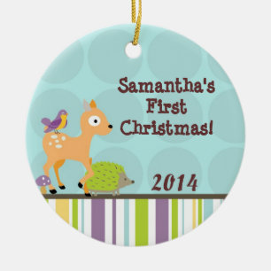 Woodland Forest Deer Personalised Name Ornament