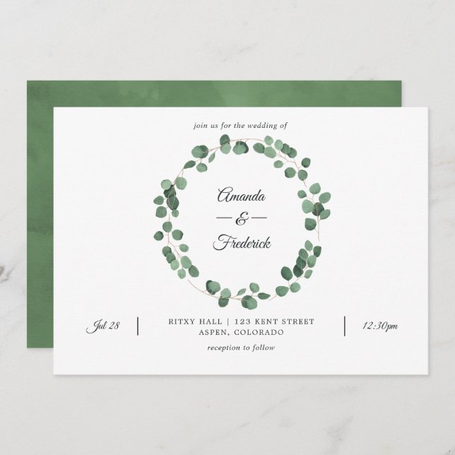 Woodland Forest Eucalyptus Greenery Wedding Invitation (Front/Back)