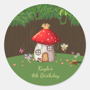 Woodland Forest, Fairy Birthday Classic Round Sticker