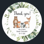 Woodland forest friends animals favour thank you classic round sticker<br><div class="desc">For more advanced customisation of this design,  simply select the "Customise It" button above!</div>