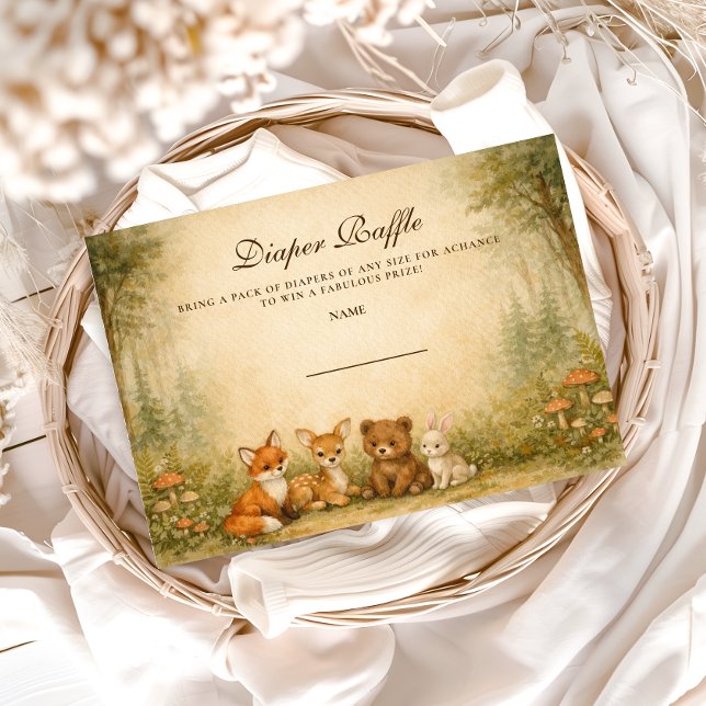 Woodland Forest Friends Diapper Raffle Enclosure Card (Creator Uploaded)