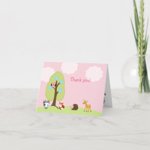 Woodland Forest Friends Folded Thank you Note