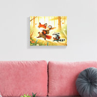 Woodland Forest Friends Nursery Canvas Wall Art