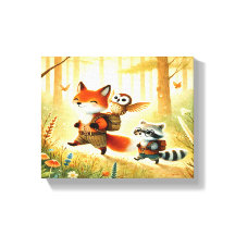 Woodland Forest Friends Nursery Canvas Wall Art