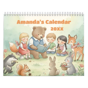 Woodland Forest Friends Personalised Kids 2027 Calendar