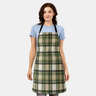 Woodland Forest Green Tartan Plaid Apron