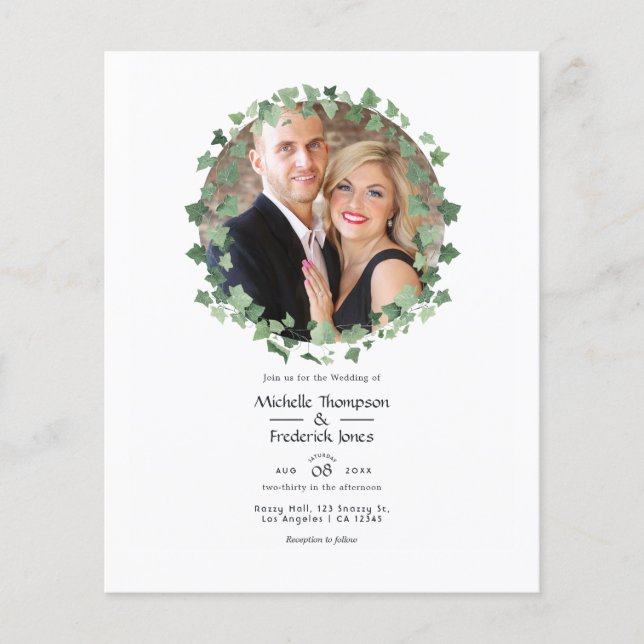 Woodland Forest Greenery Wedding Photo Flyer (Front)