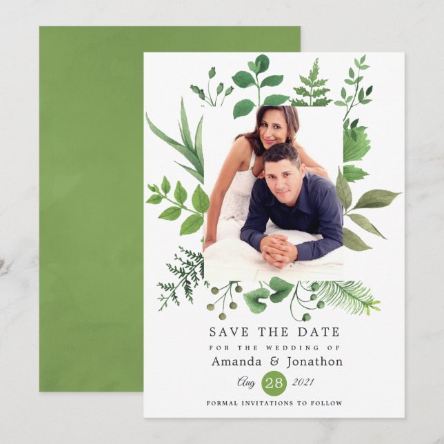 Woodland Forest Greenery Wedding Save The Date (Front/Back)