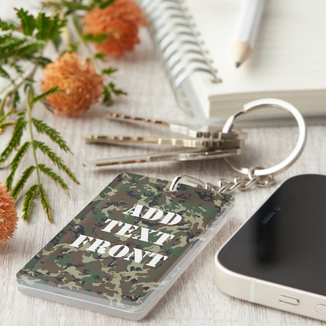 Woodland forest Military Camouflage Key Ring (Front Right)