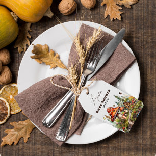 Woodland Forest Mushroom Baby Shower Fall Thanks Gift Tags