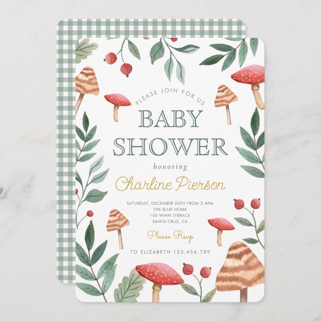 Woodland forest mushroom Baby Shower Invitation (Creator Uploaded)