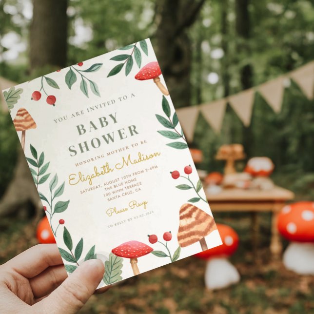 Woodland forest mushroom Baby Shower Invitation (Creator Uploaded)