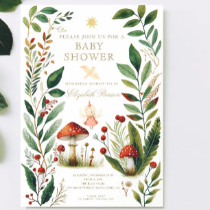 Woodland forest mushroom Baby Shower Invitation