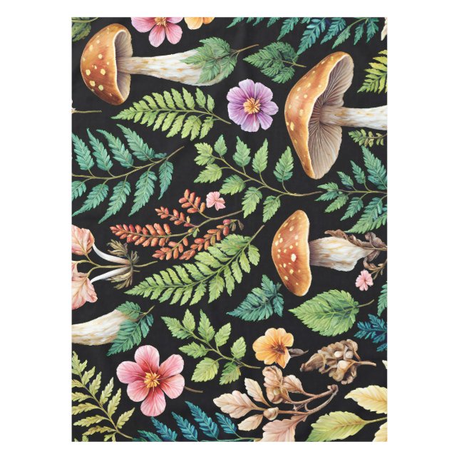 Woodland Forest Mushroom Pattern Art Tablecloth (Front)