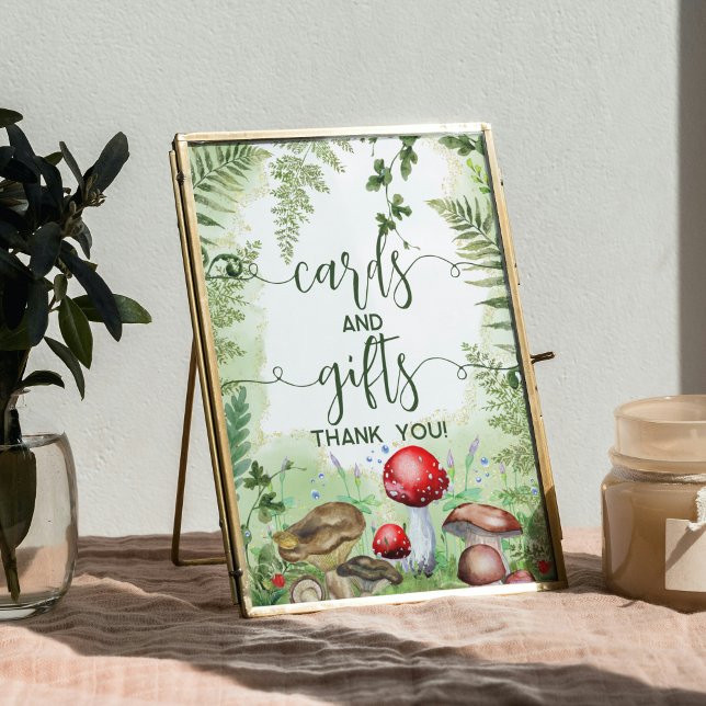 Woodland Forest Mushrooms Ferns Script Cards Gifts Poster (Creator Uploaded)