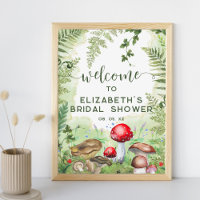 Woodland Forest Mushrooms Ferns Script Welcome