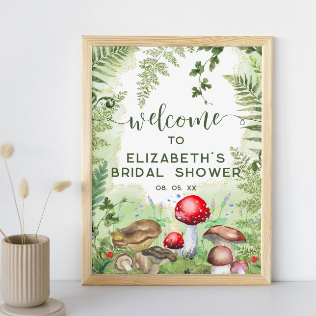 Woodland Forest Mushrooms Ferns Script Welcome Poster (Creator Uploaded)