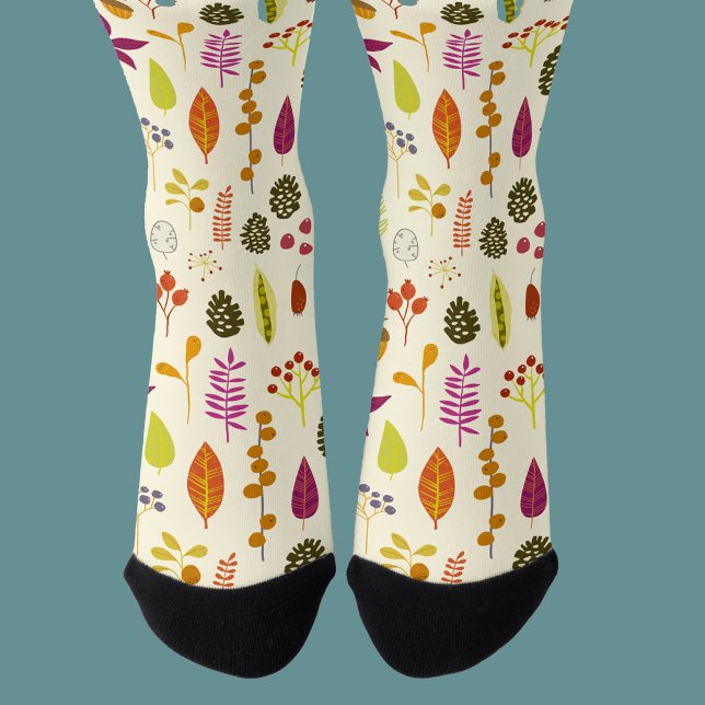 Woodland Forest Nature Pattern Socks (Autumn fall woodland forest nature pattern socks)