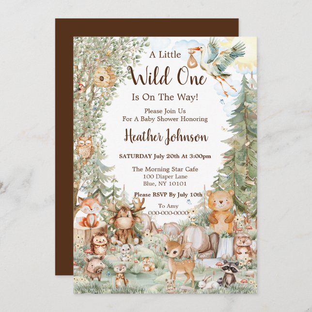Woodland Forest Neutral Baby Shower Invitation (Front/Back)