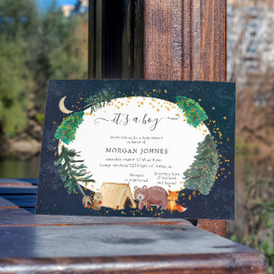 Woodland Forest Night Baby Shower invitation